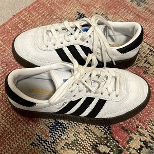 Womens Adidas Sambarose sneakers white/black gum sole size 5